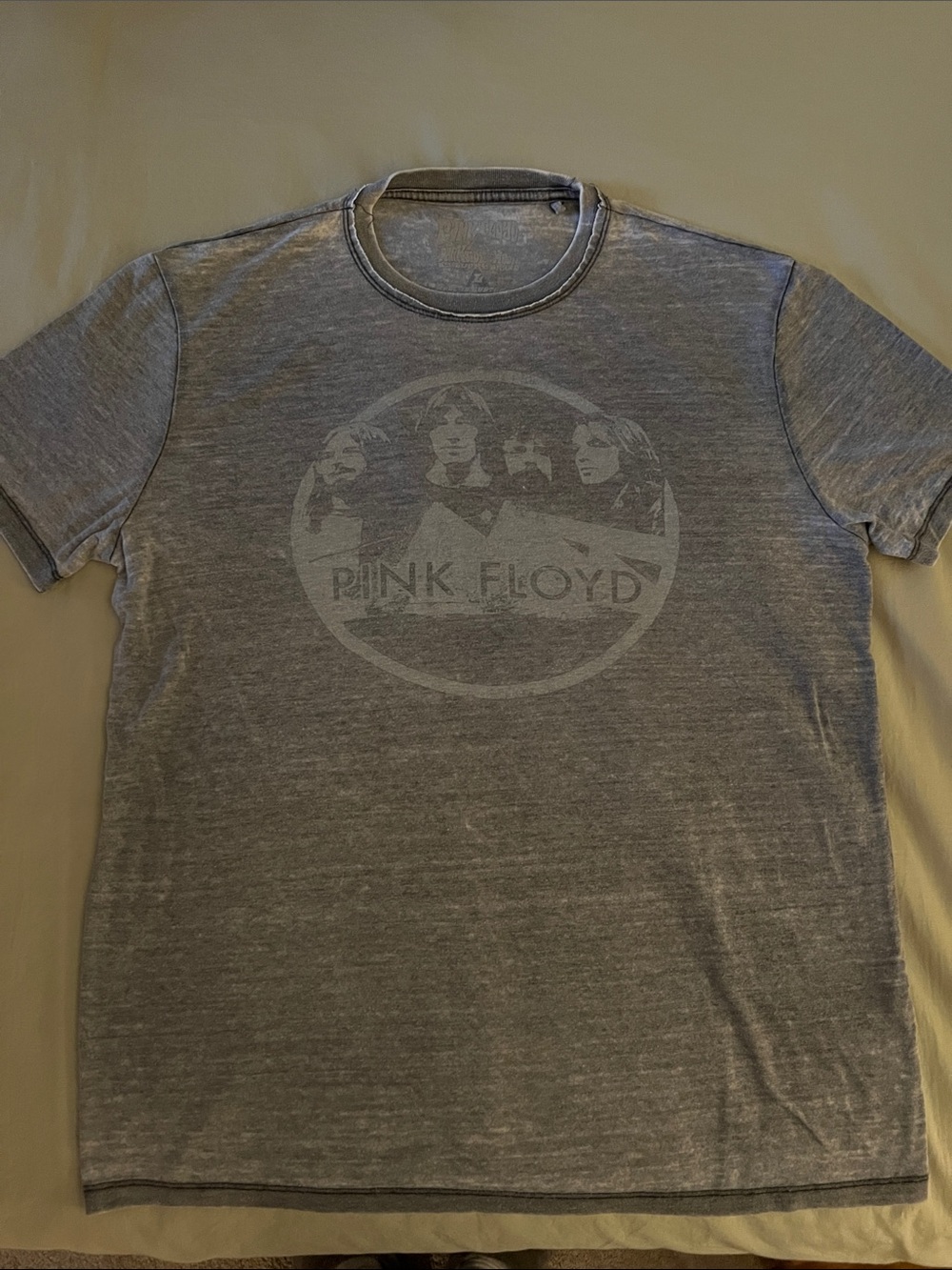 Pink Floyd Men's Heather Gray Band Tee with Faded Graphic